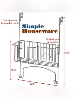 Simple Housewear Chrome Over-The-Door  Iron/Ironing Board Storage Caddy